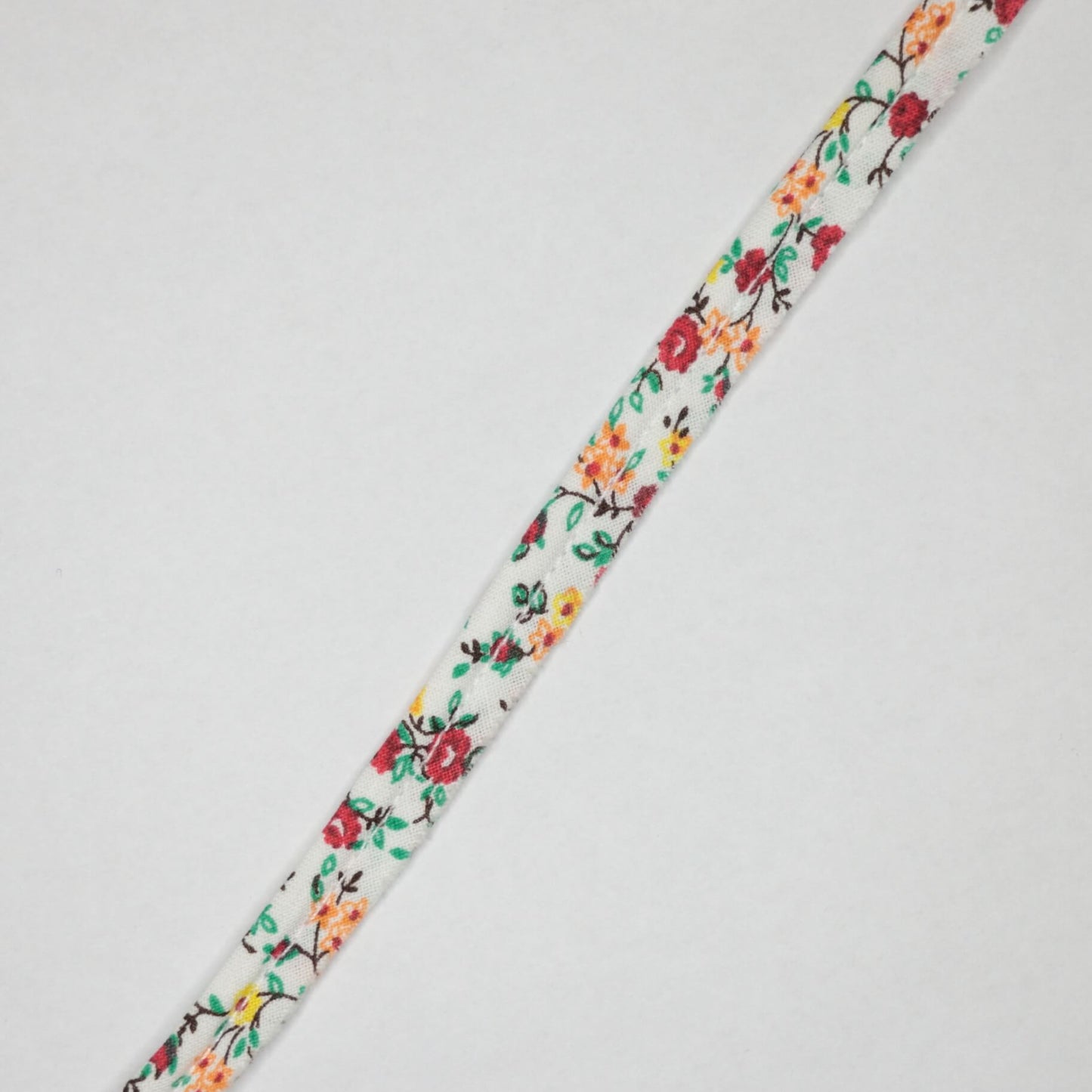 Floral-patterned ribbon on a white background