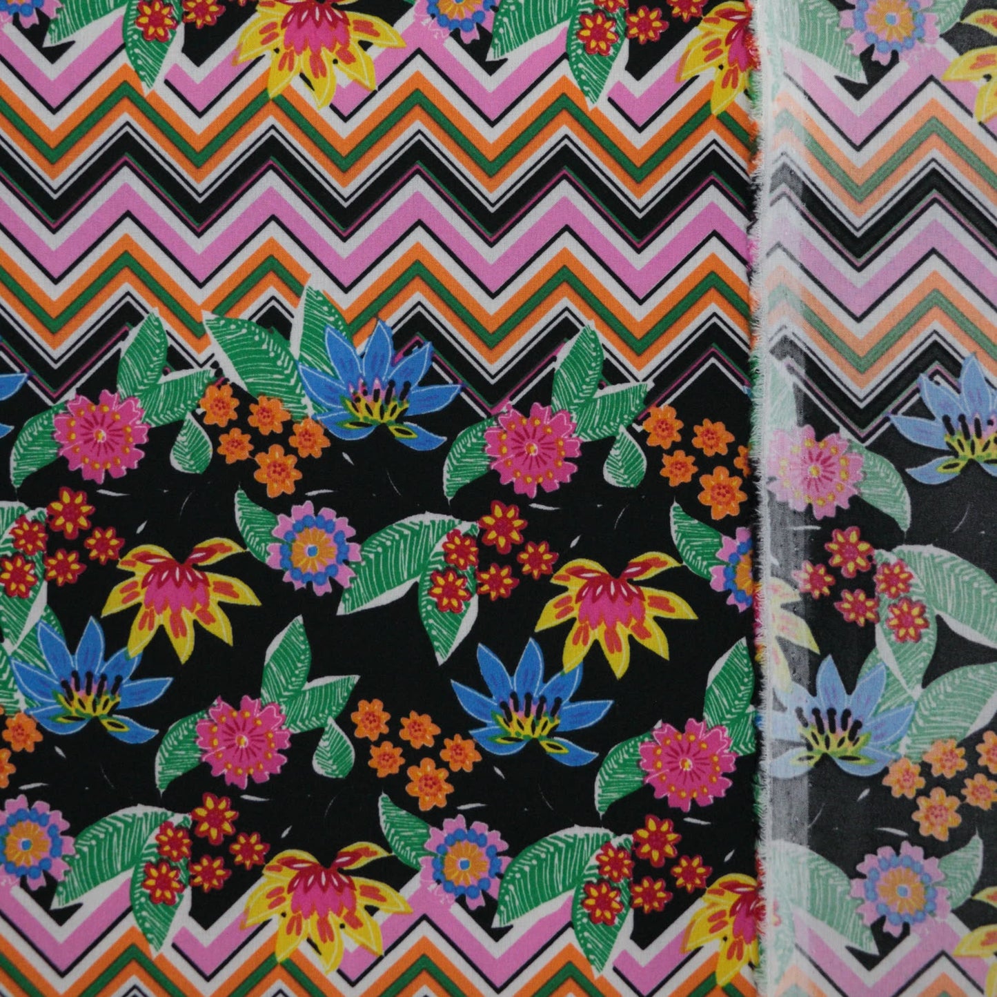 Floral Zigzag Polyviscose per/metre