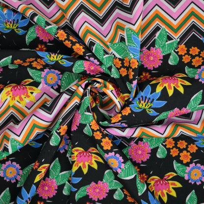 Floral Zigzag Polyviscose per/metre