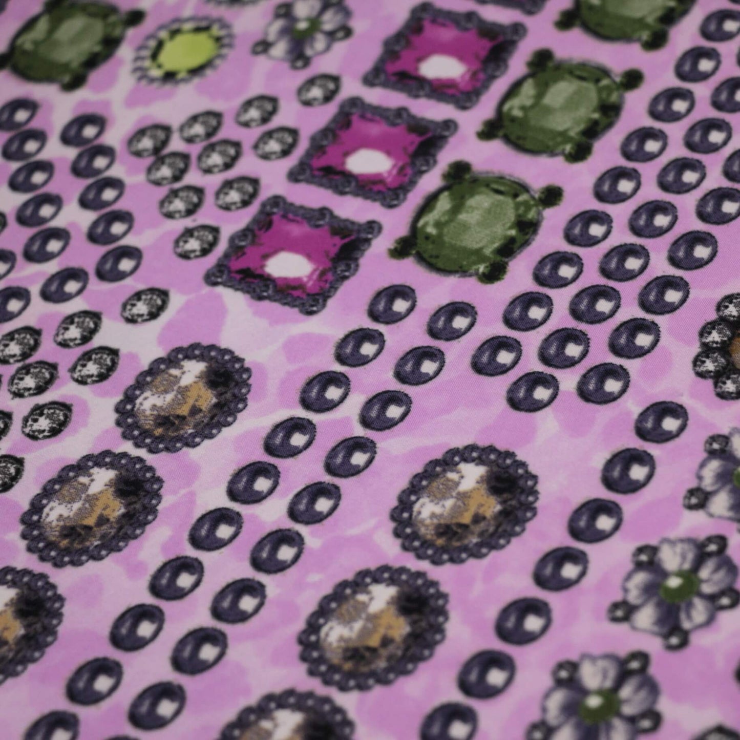 Pink Gem Print Polyester Challis per/metre