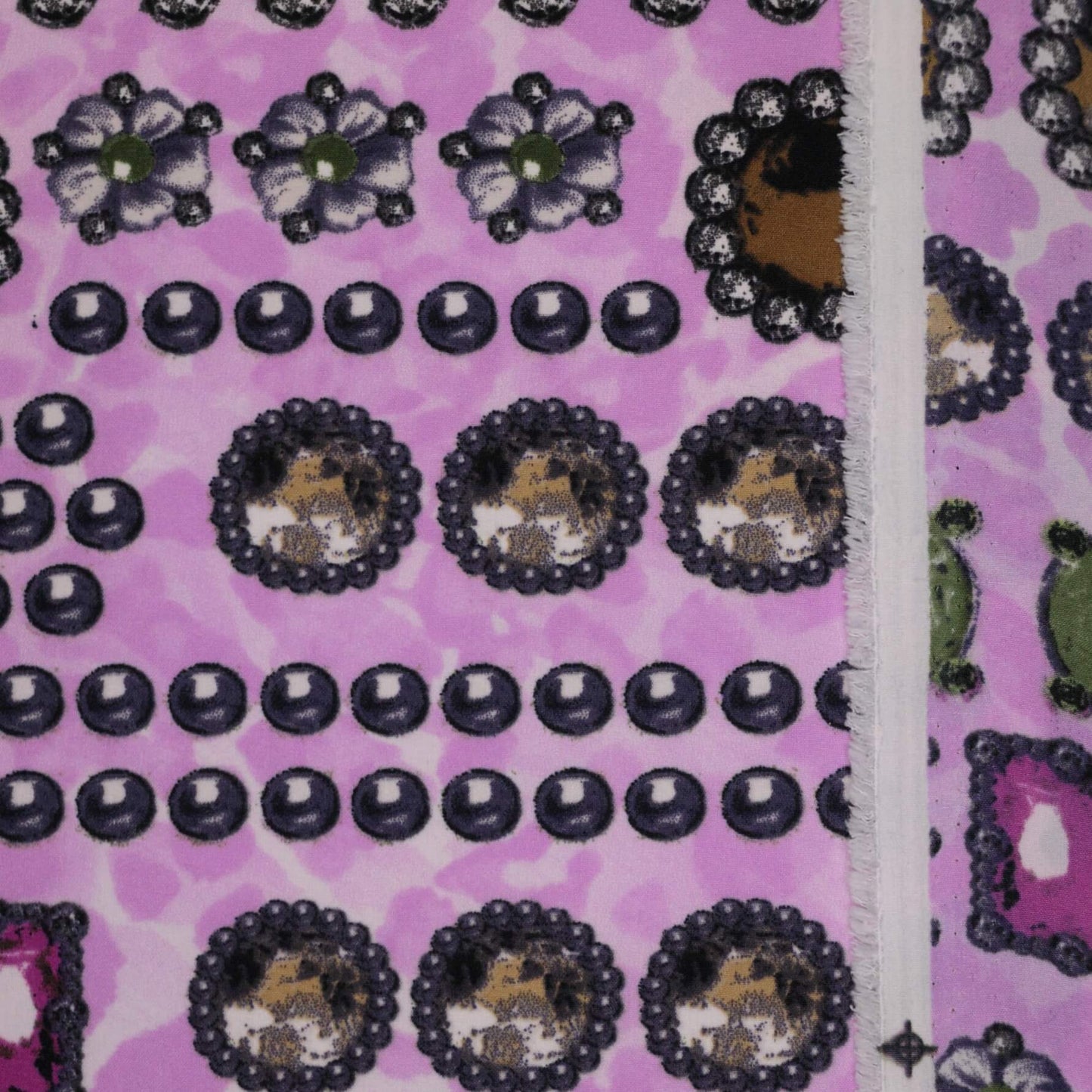 Pink Gem Print Polyester Challis per/metre