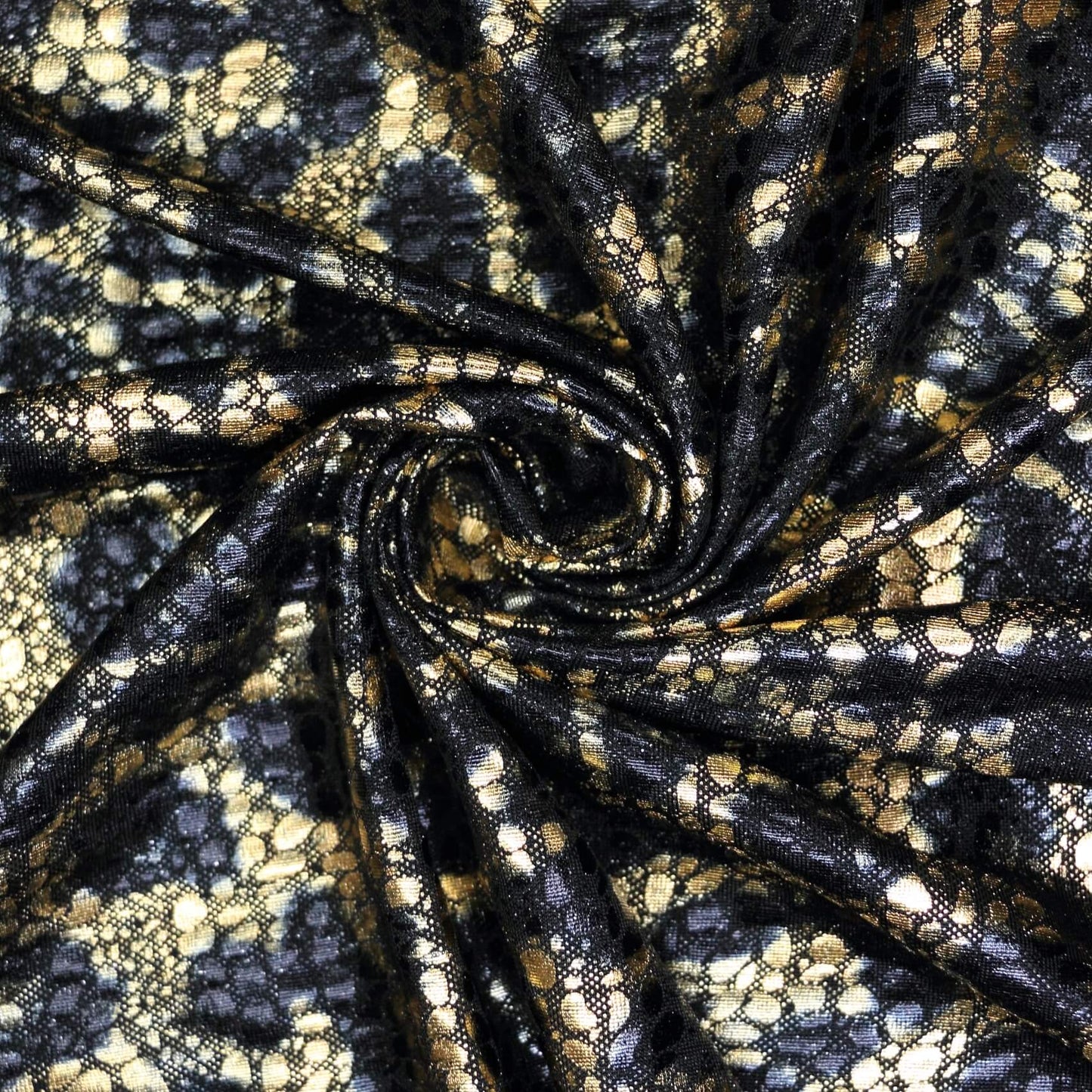 Gold Leopard/Croc Foil Lightweight Jersey per/metre