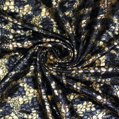 Gold Leopard/Croc Foil Lightweight Jersey per/metre