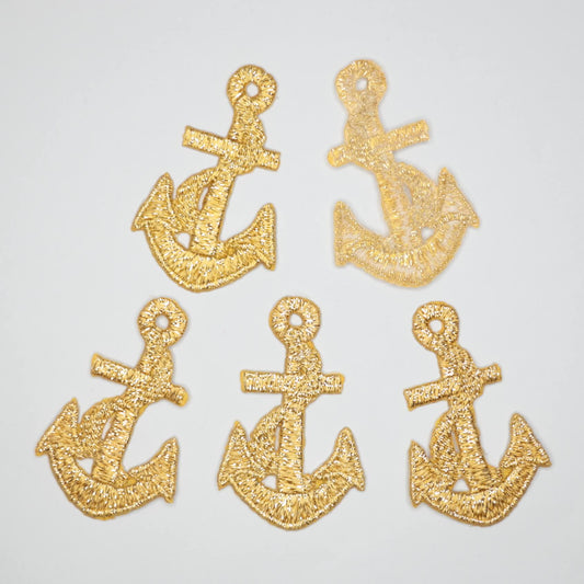 Golden Embroidered Anchors 5pk