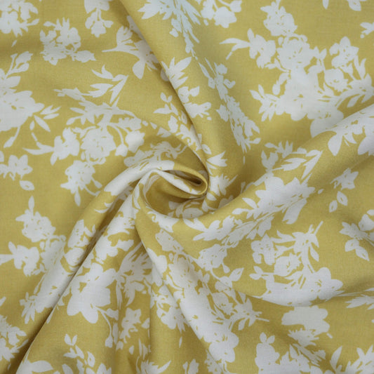Golden Floral Silhouette Viscose per/metre