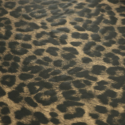 Golden Leopard Print Wet-Look Lycra Jersey per/metre