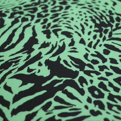 Light Green Animal Print Crepe per/metre