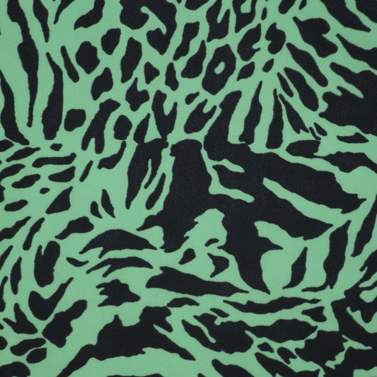Light Green Animal Print Crepe per/metre