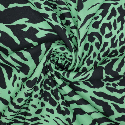 Light Green Animal Print Crepe per/metre