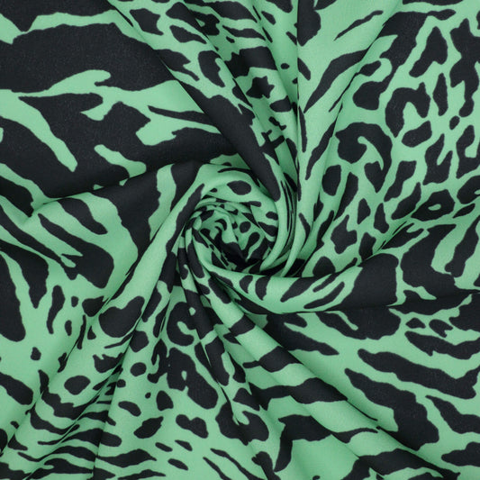 Light Green Animal Print Crepe per/metre