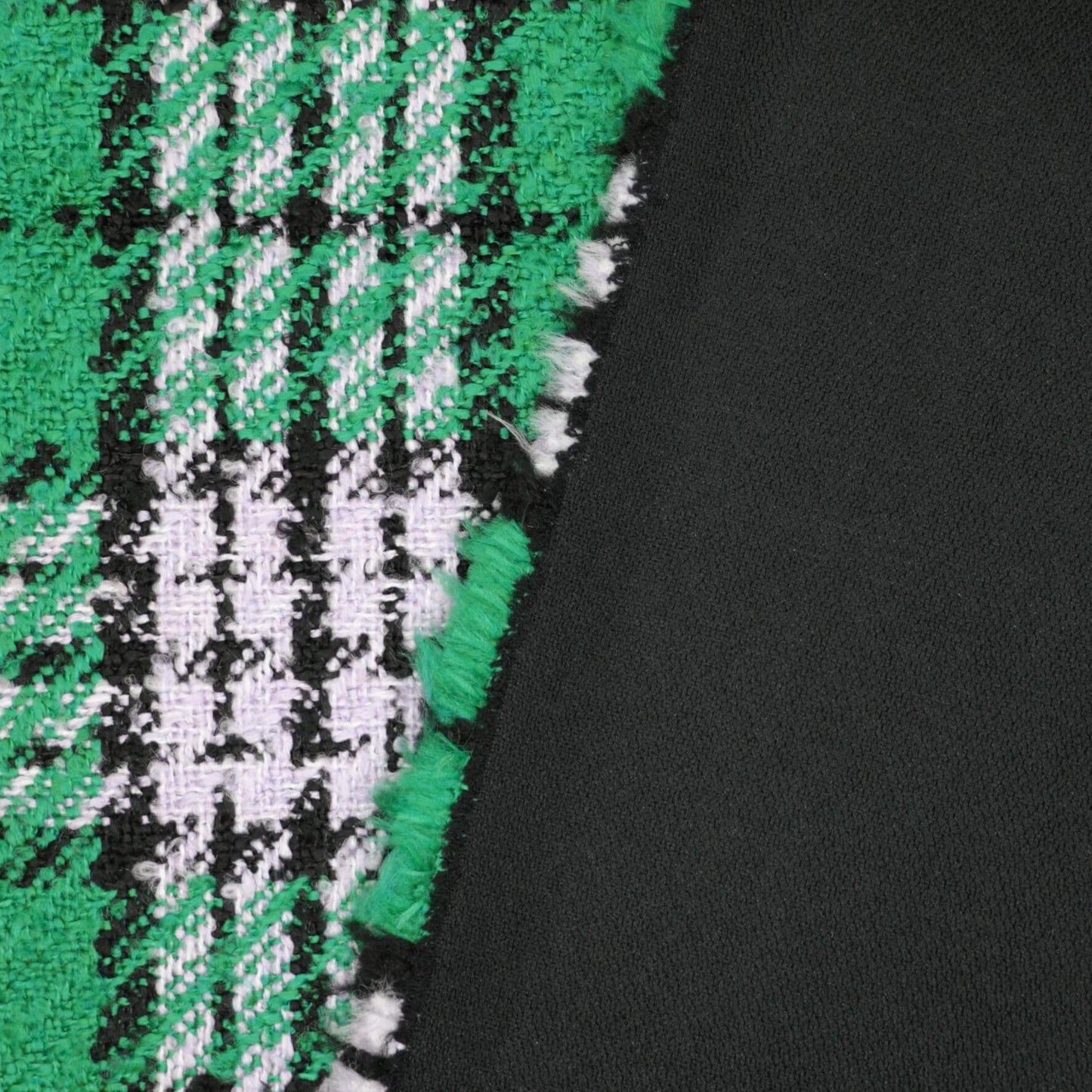 Green Check Lined Boucle 1m