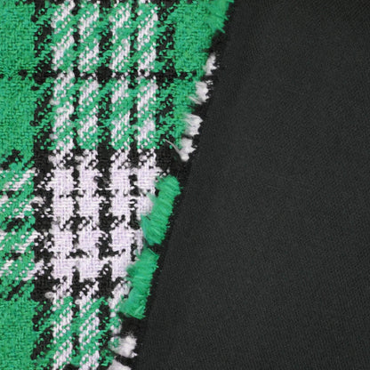 Green Check Lined Boucle 1m