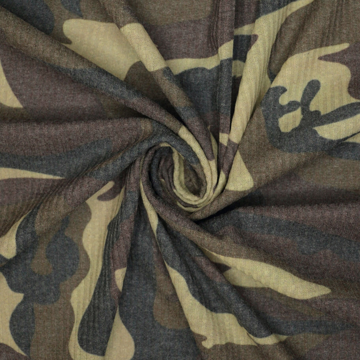 Green Camo Ribbed Jersey per/metre