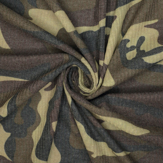 Green Camo Ribbed Jersey per/metre