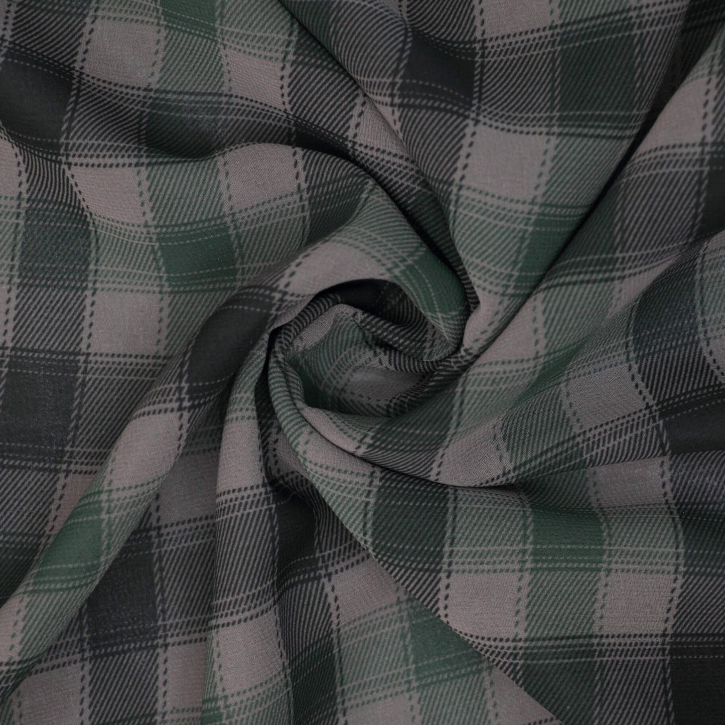 Green & Black Plaid Chiffon per/metre