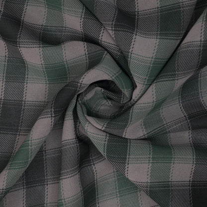 Green & Black Plaid Chiffon per/metre