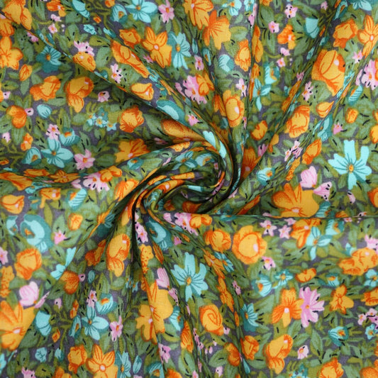 Green Ditsy Viscose 1m