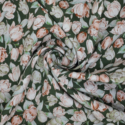 Green Floral Viscose per/metre