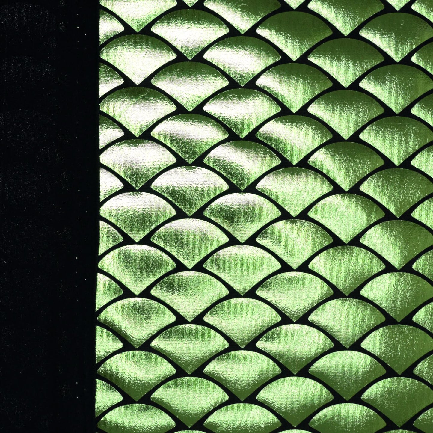 Green Mermaid Foil Spandex Jersey per/metre