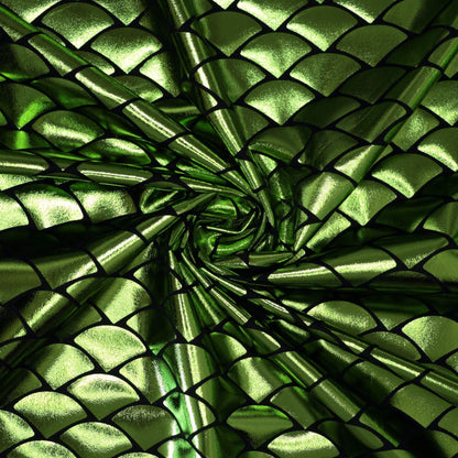 Green Mermaid Foil Spandex Jersey per/metre