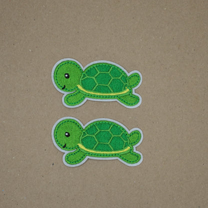 Green Turtle Embroidered Iron-On Patches 2pk