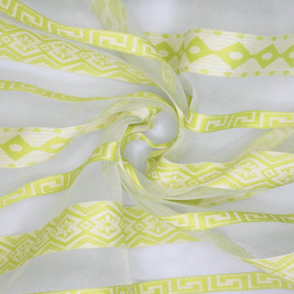Green & White Sheer Stripe Brocade per/metre