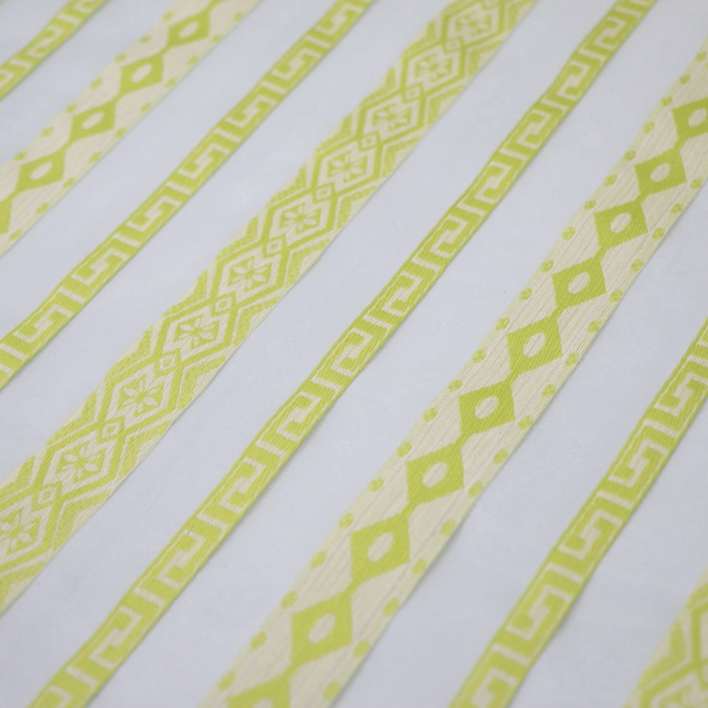 Green & White Sheer Stripe Brocade per/metre