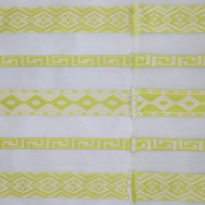 Green & White Sheer Stripe Brocade per/metre