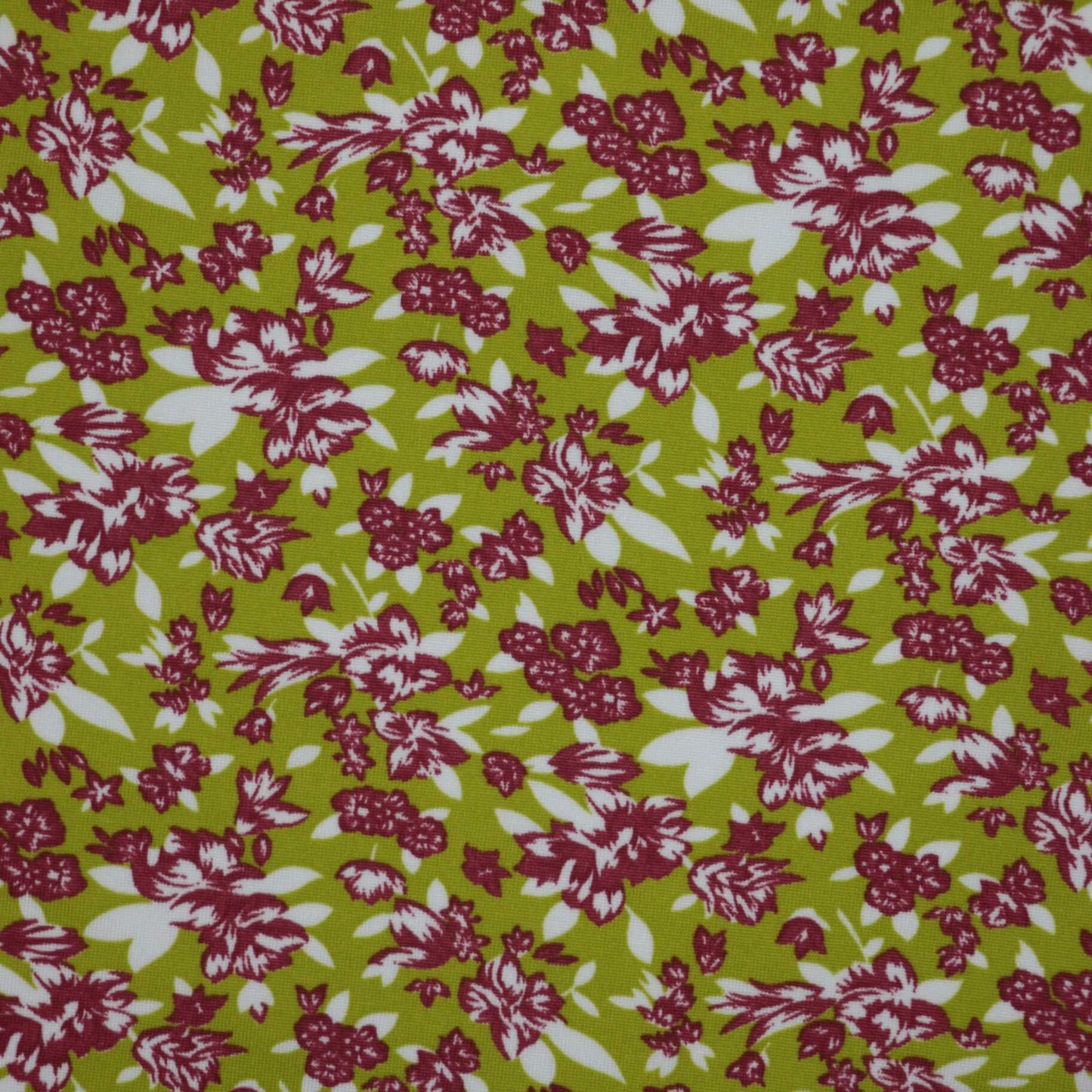 Green & Red Floral Jersey per/metre