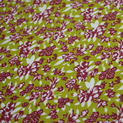 Green & Red Floral Jersey per/metre