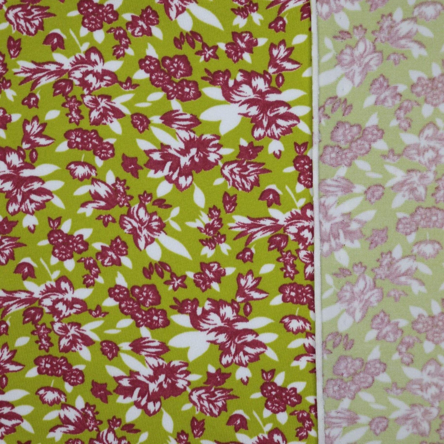 Green & Red Floral Jersey per/metre