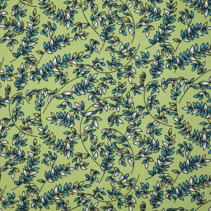 Greens Leaf Print 100% Viscose per/metre