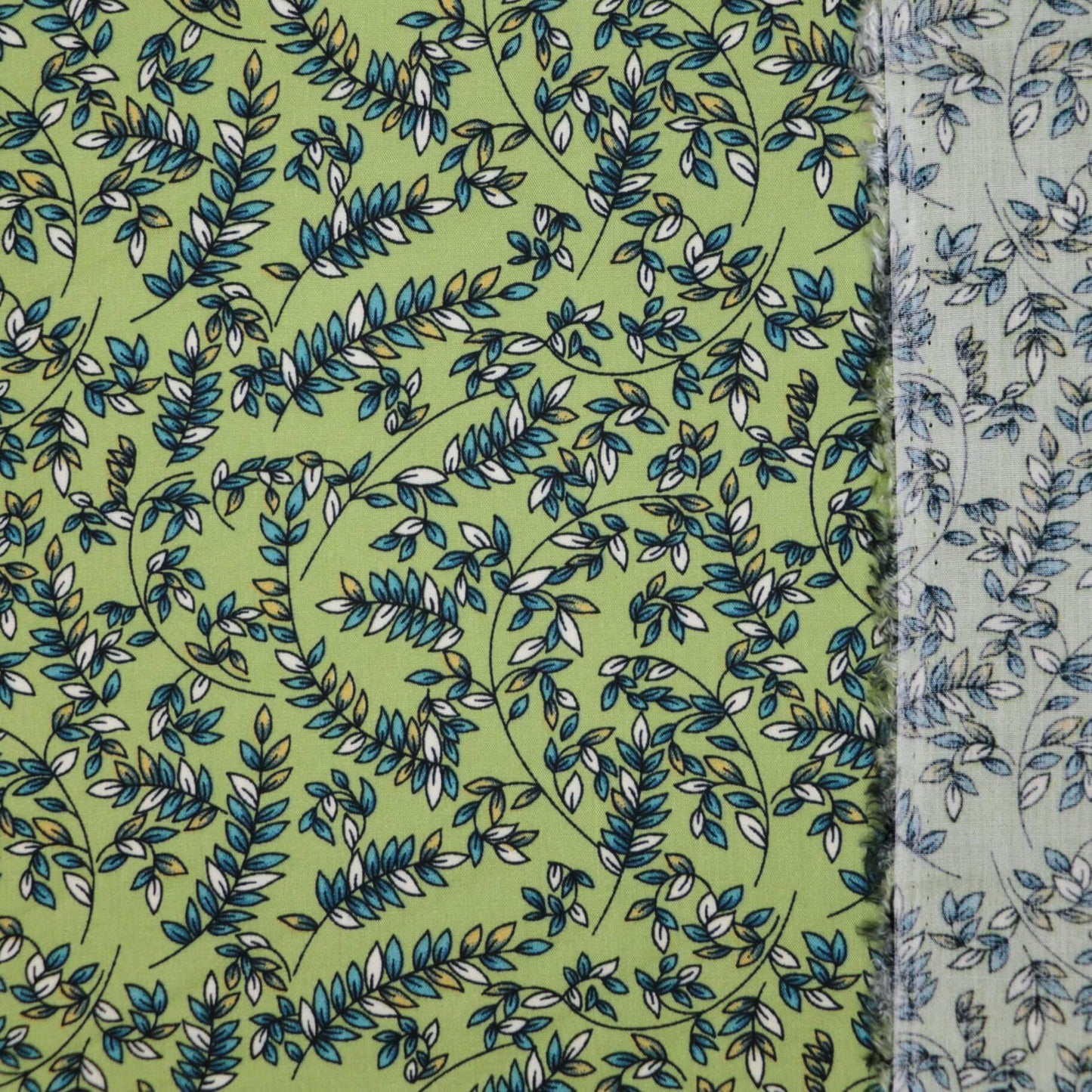 Greens Leaf Print 100% Viscose per/metre