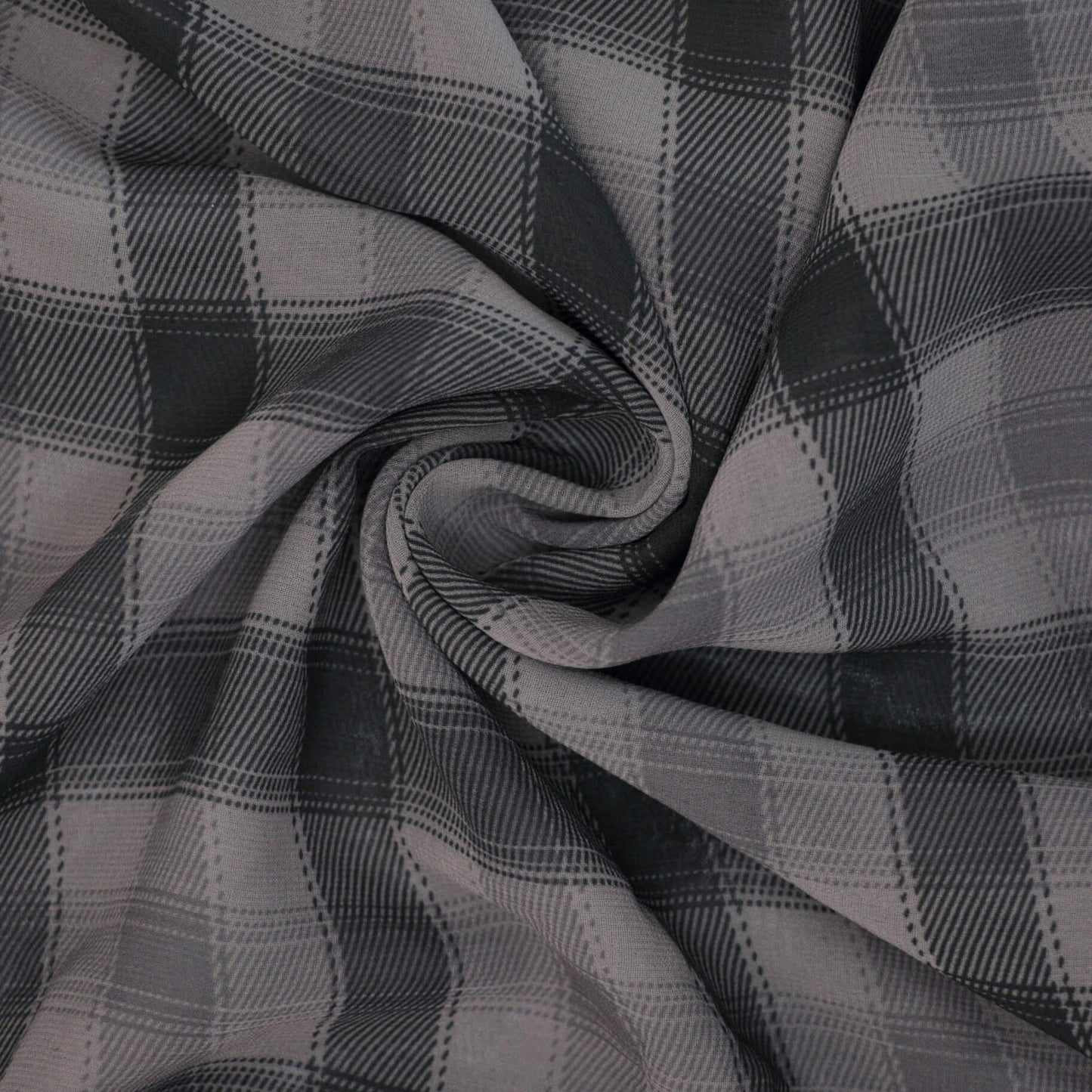 Grey & Black Plaid Chiffon per/metre