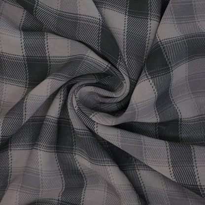 Grey & Black Plaid Chiffon per/metre