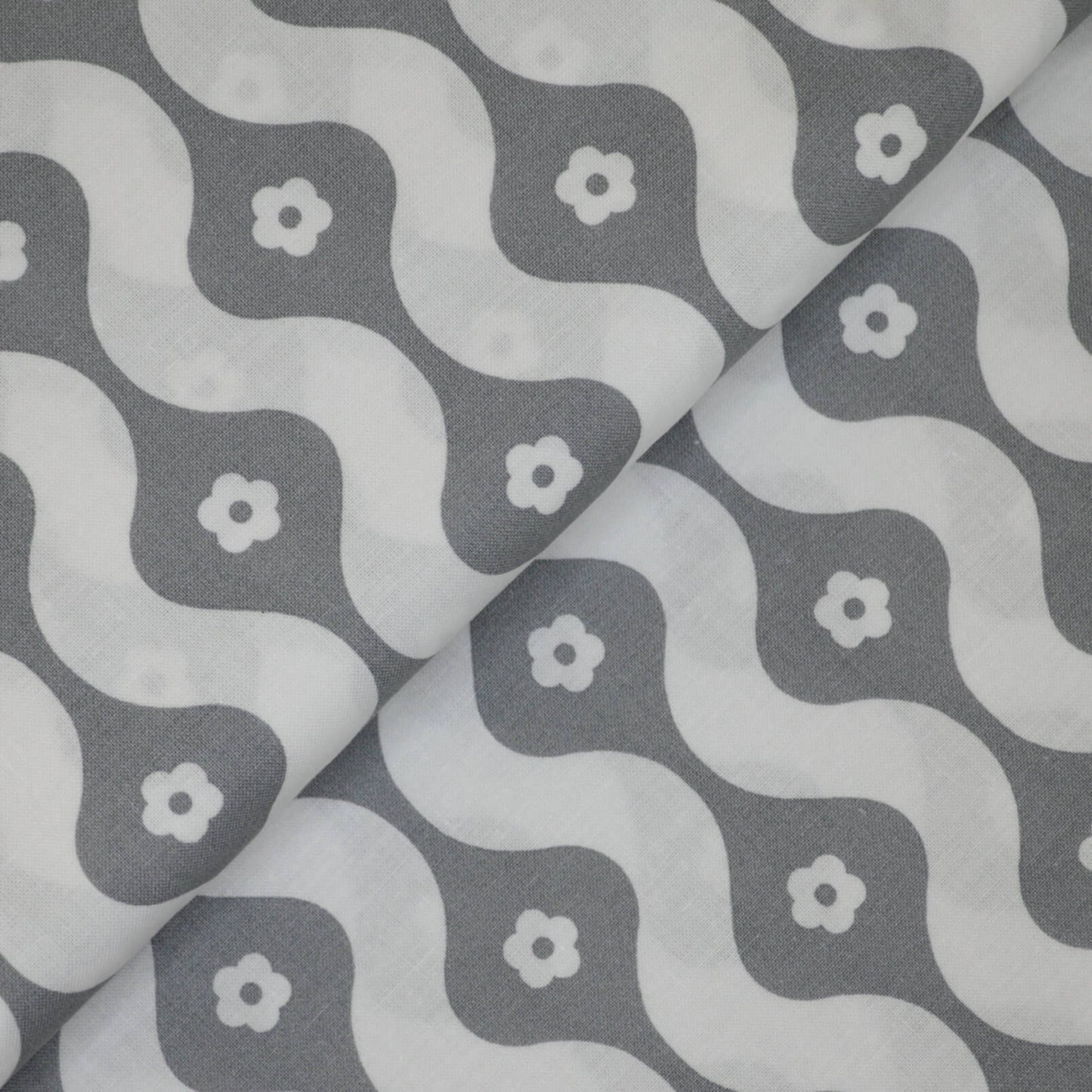 Groovy Flowers Grey 100% Cotton