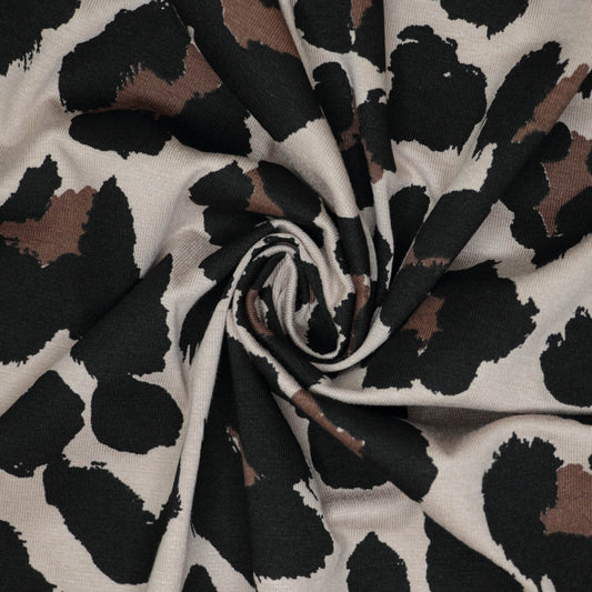Tan Leopard Print Jersey 1m