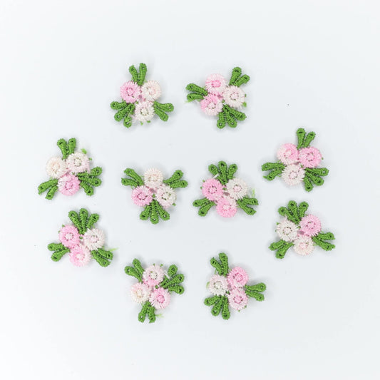 Light Pink Colourful Mini Floral Appliques 10pk