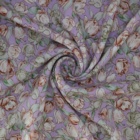 Lilac Floral Viscose per/metre