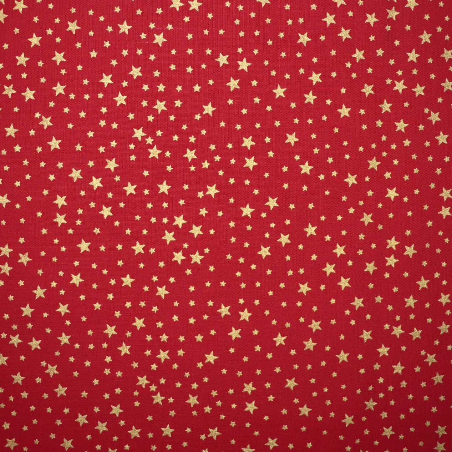 Metallic Small Gold Stars Red 100% Cotton 1m