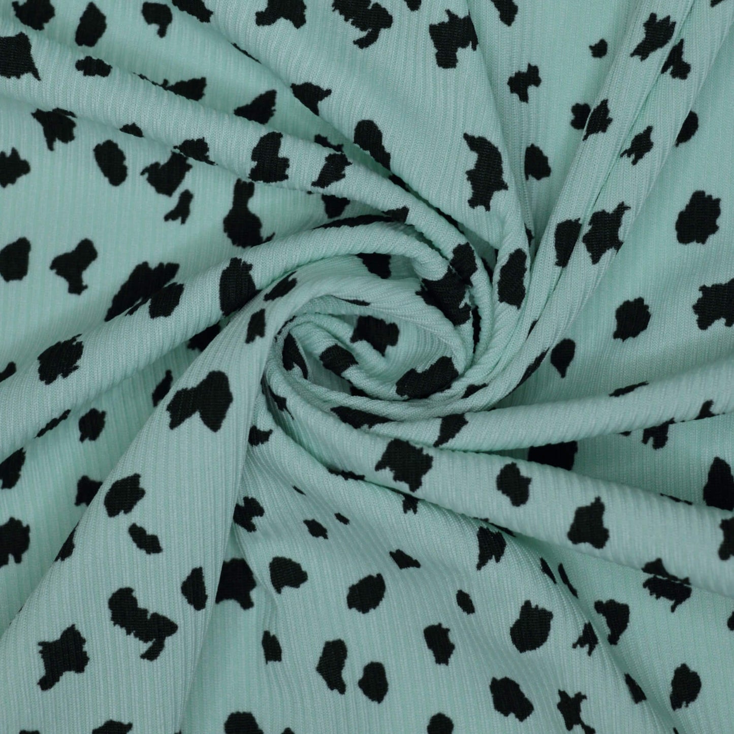 Mint Spot Print Ribbed Jersey per/metre
