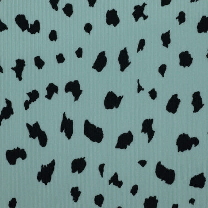 Mint Spot Print Ribbed Jersey per/metre