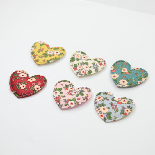 Mixed Colour Floral Fabric Peach Hearts 6pk