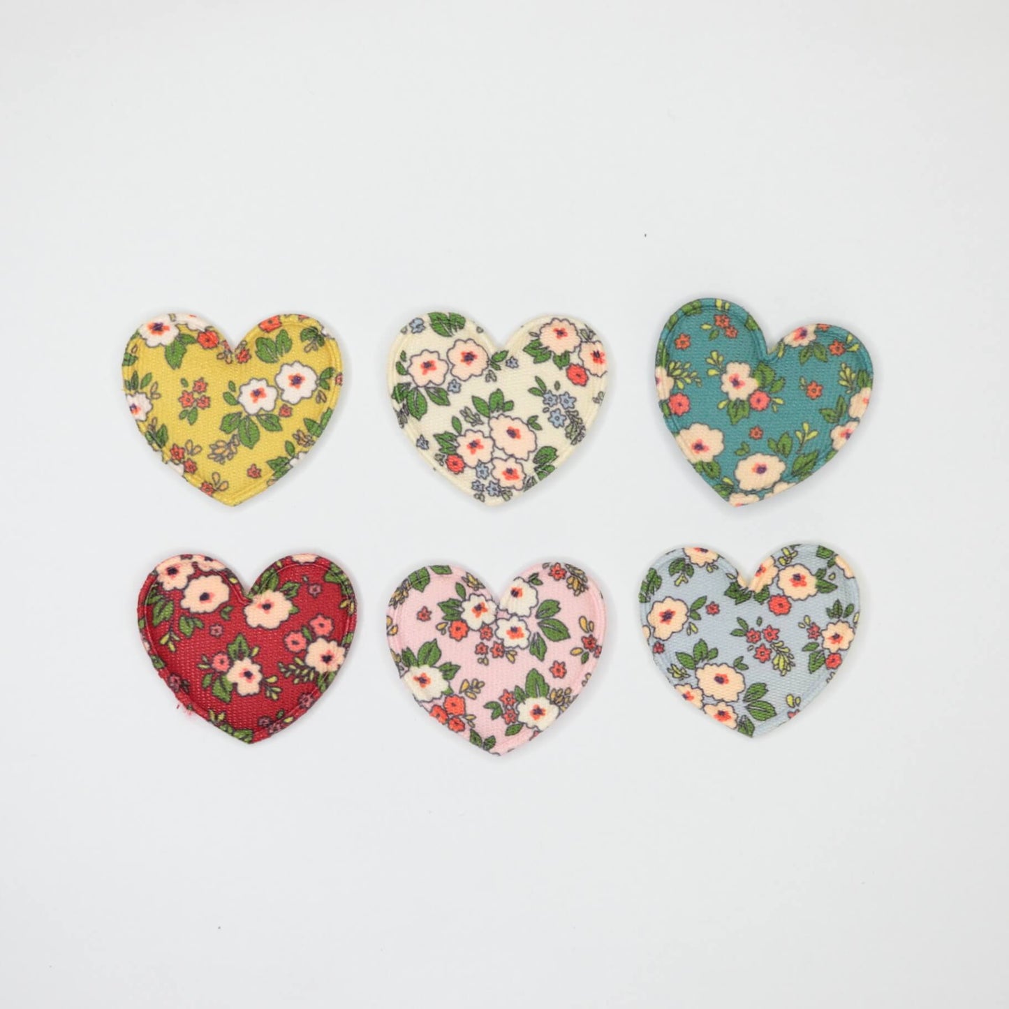 Mixed Colour Floral Fabric Peach Hearts 6pk