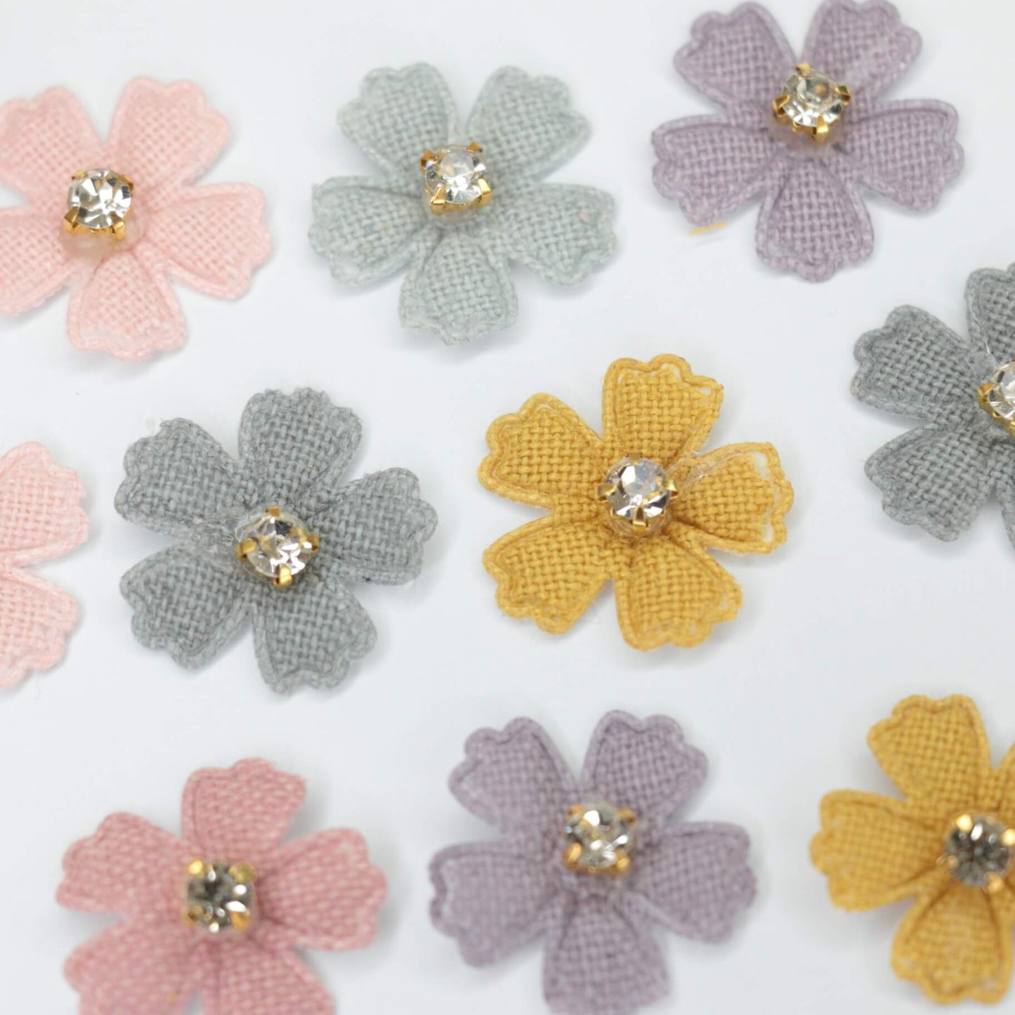 Mixed Colour Sparkling Rhinestone Flower Appliques 10pk