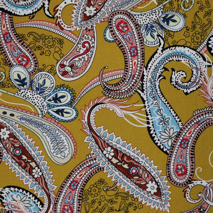 Mustard Paisley Viscose per/metre
