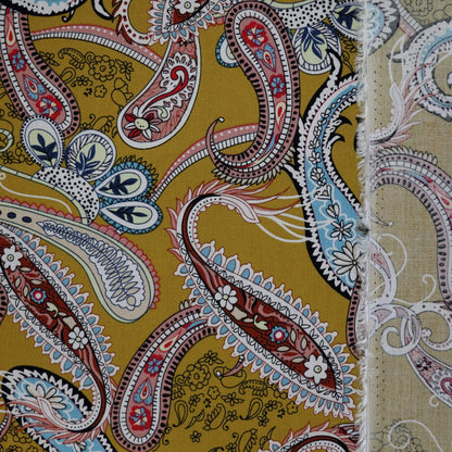 Mustard Paisley Viscose per/metre