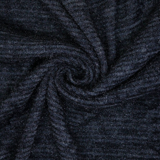 Navy Blue Knitted Corduroy Jersey per/metre