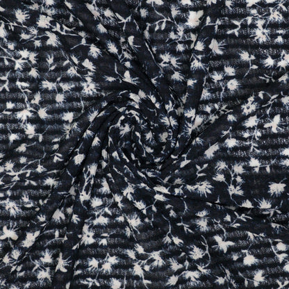 Navy Ditsy Bubble Crepe per/metre