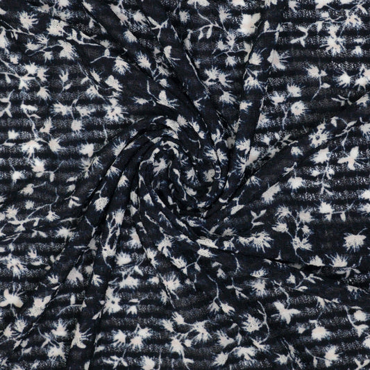 Navy Ditsy Bubble Crepe per/metre
